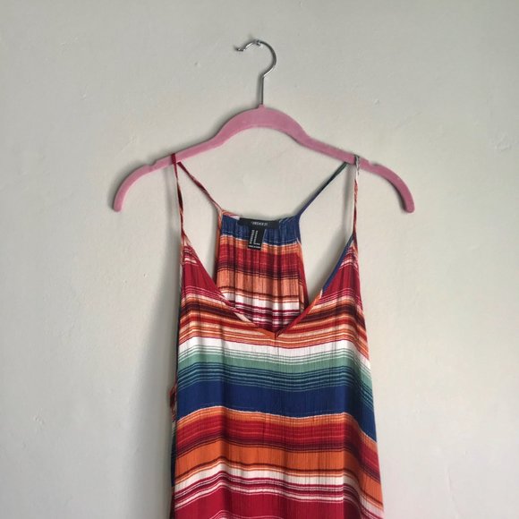 FOREVER 21 / Orange & Blue Stripe Midi Dress - Picture 2 of 8